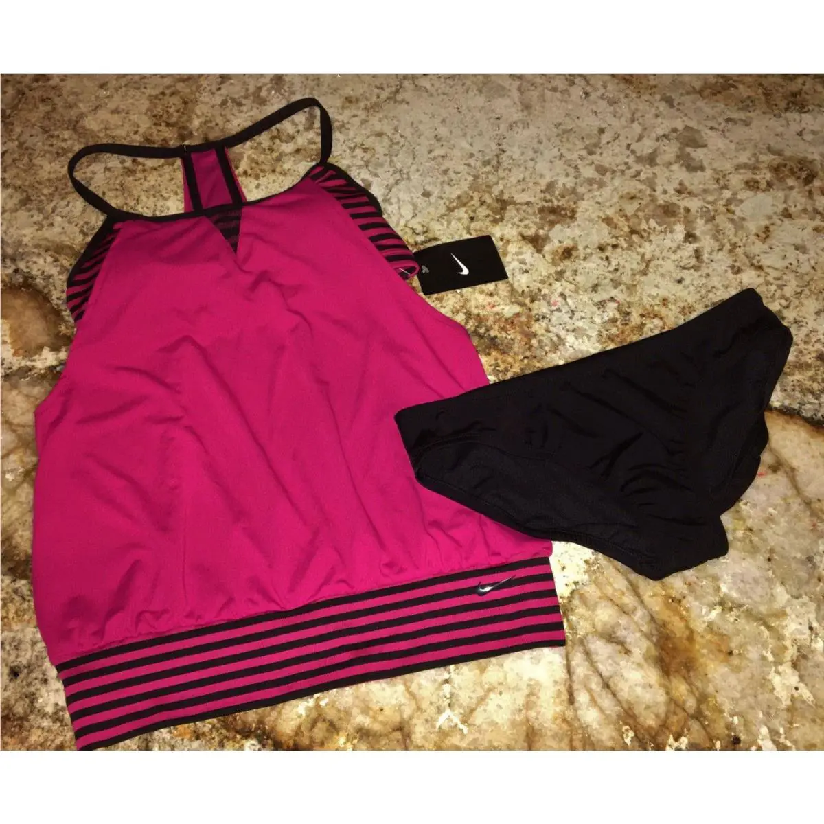 Nike clothing - NIKE Laser Sport Draped Back Tankini 2pc Swim Suit - NESS7784 - Pink 1