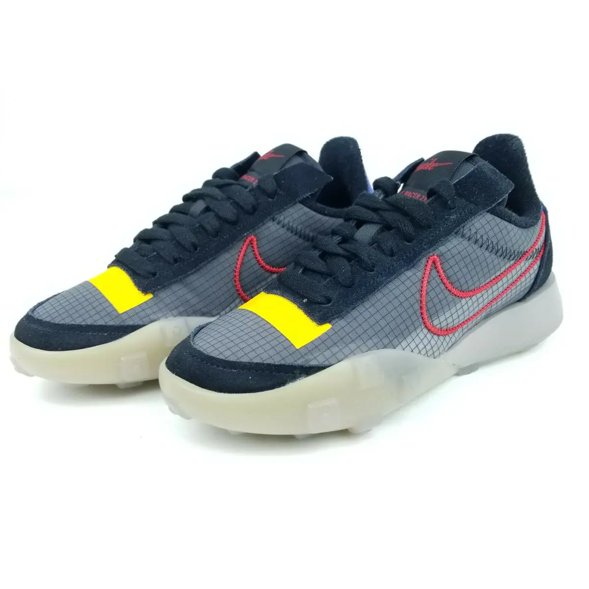 Nike Waffle Racer 2X Women’s Running Shoes CK6647 002 Black Red Yellow Sizes - Black
