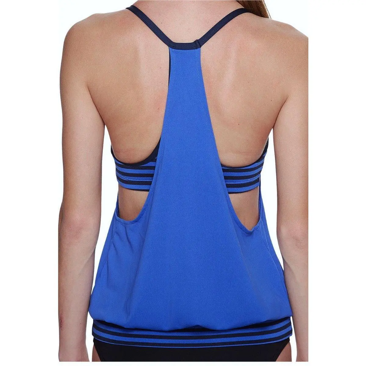 Nike clothing - NIKE Laser Sport Med Blue Navy Draped Back Tankini 2pc Swim Suit - NESS7784 - Blue 9