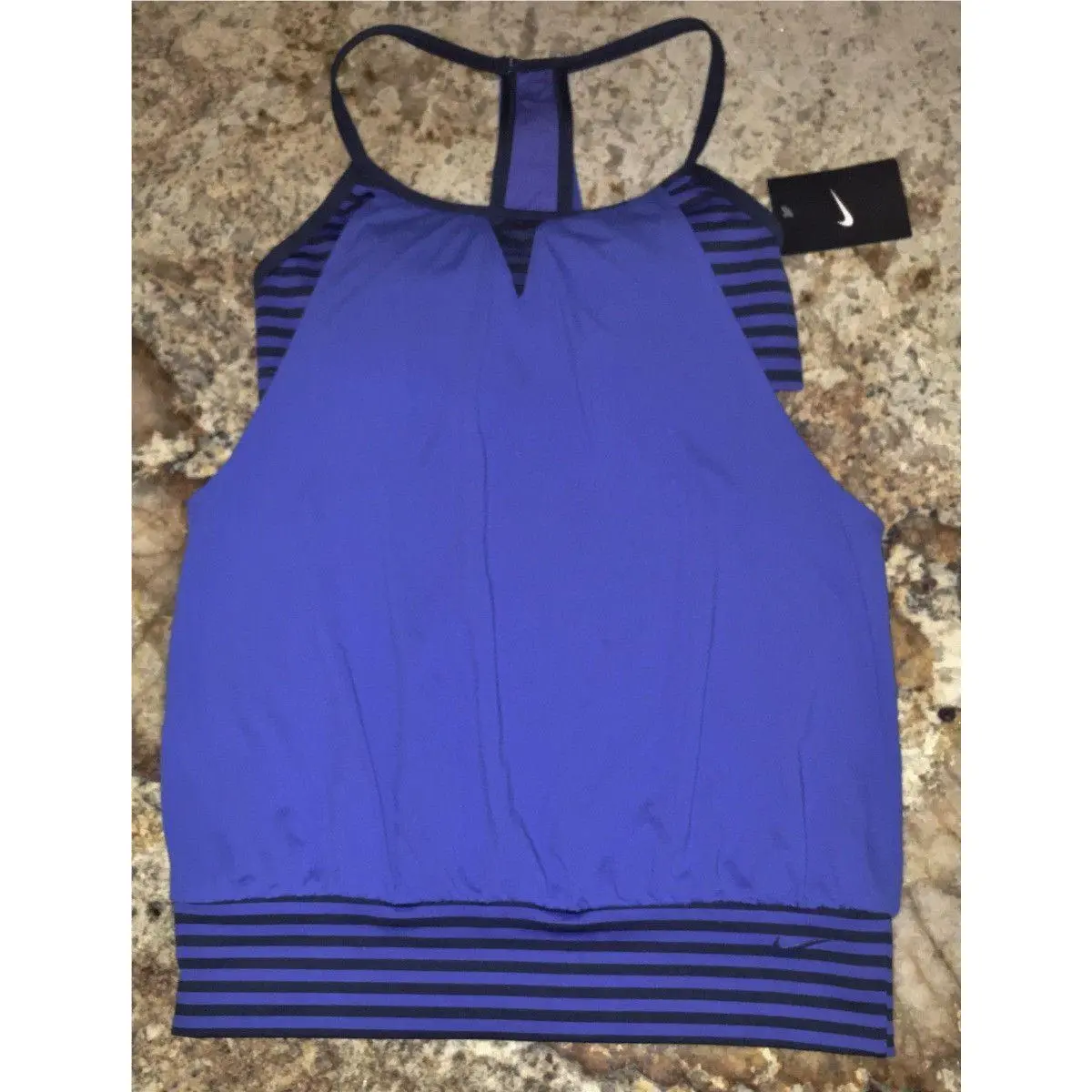 Nike clothing - NIKE Laser Sport Med Blue Navy Draped Back Tankini 2pc Swim Suit - NESS7784 - Blue 2