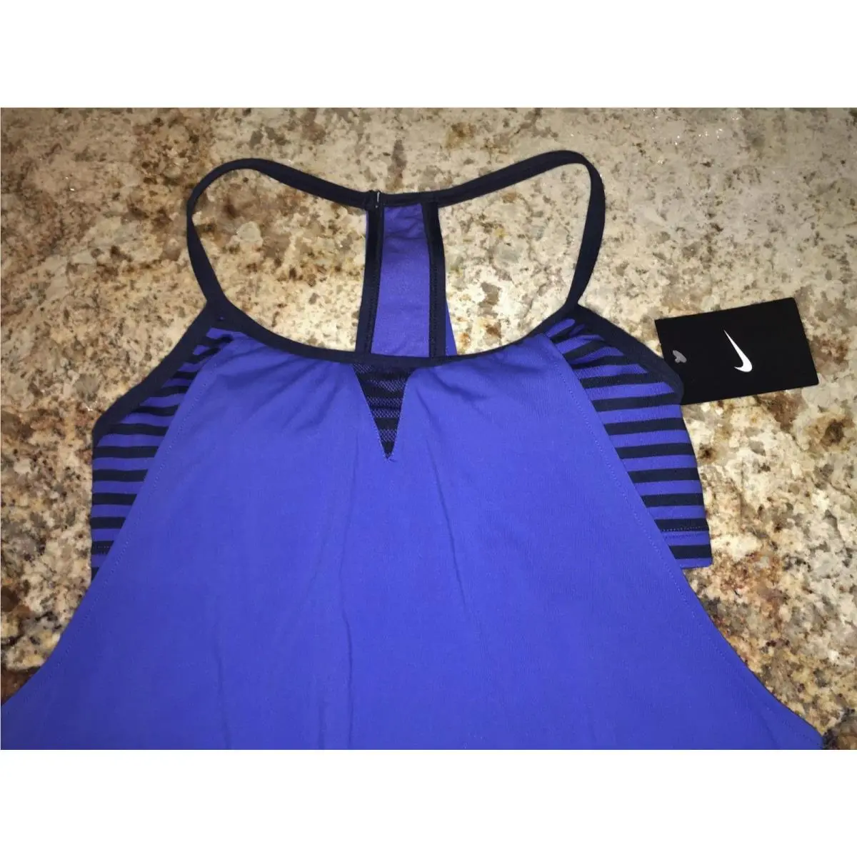 Nike clothing - NIKE Laser Sport Med Blue Navy Draped Back Tankini 2pc Swim Suit - NESS7784 - Blue 3
