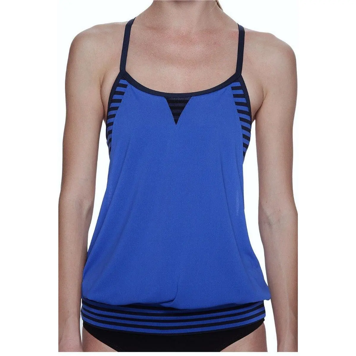 Nike clothing - NIKE Laser Sport Med Blue Navy Draped Back Tankini 2pc Swim Suit - NESS7784 - Blue 8