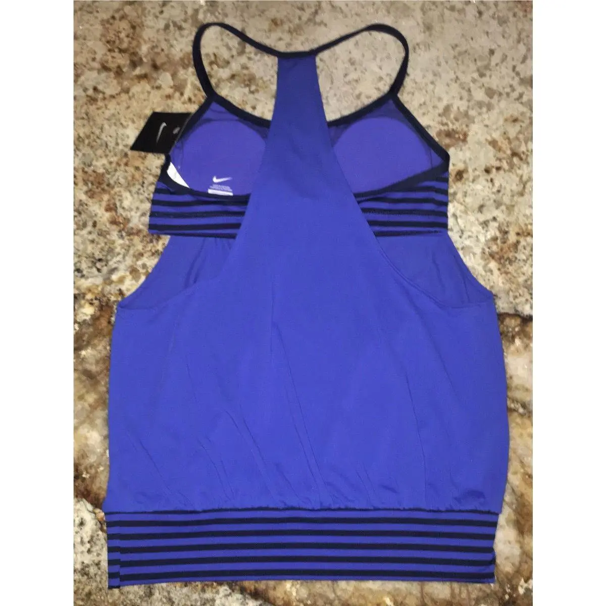 Nike clothing - NIKE Laser Sport Med Blue Navy Draped Back Tankini 2pc Swim Suit - NESS7784 - Blue 13
