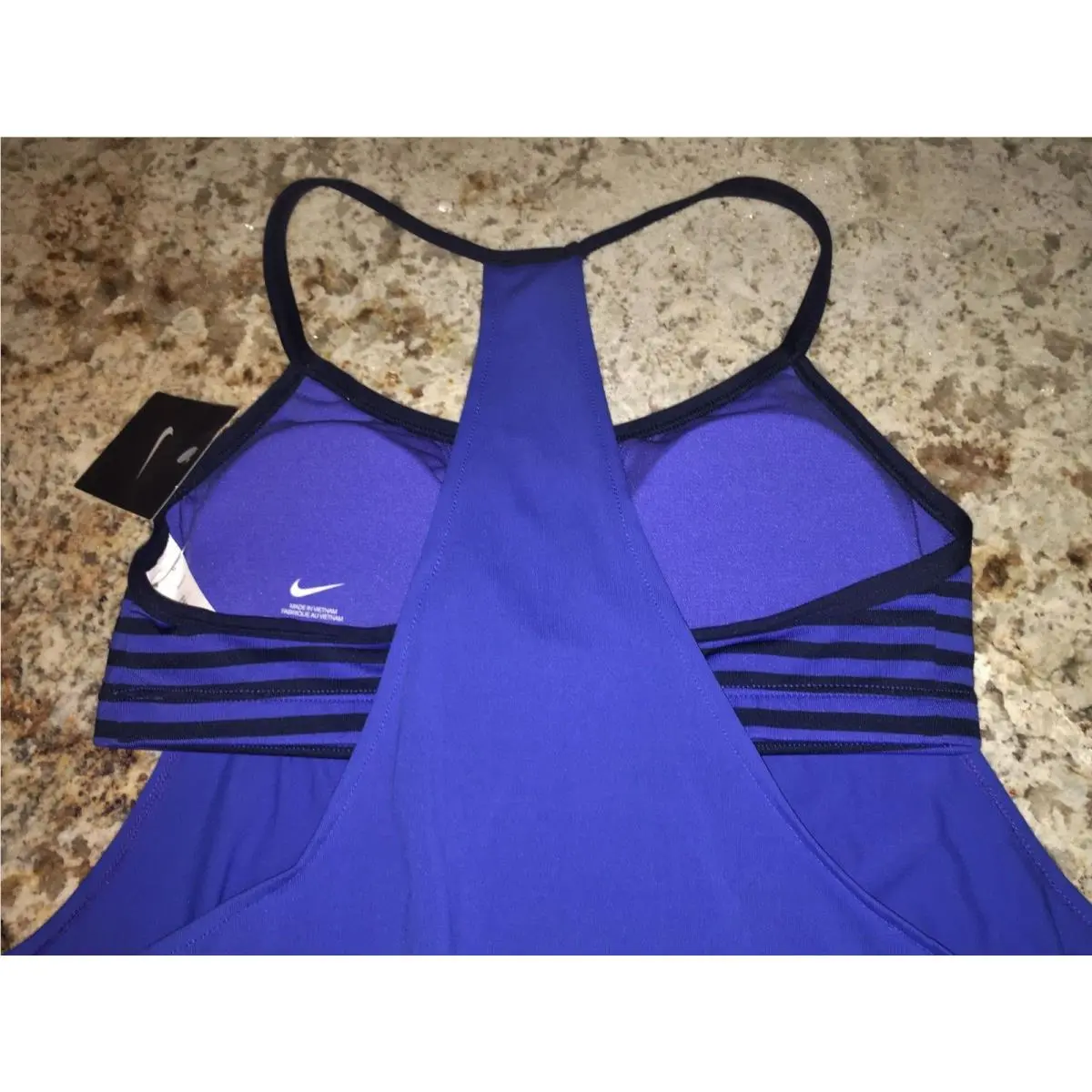 Nike clothing - NIKE Laser Sport Med Blue Navy Draped Back Tankini 2pc Swim Suit - NESS7784 - Blue 14