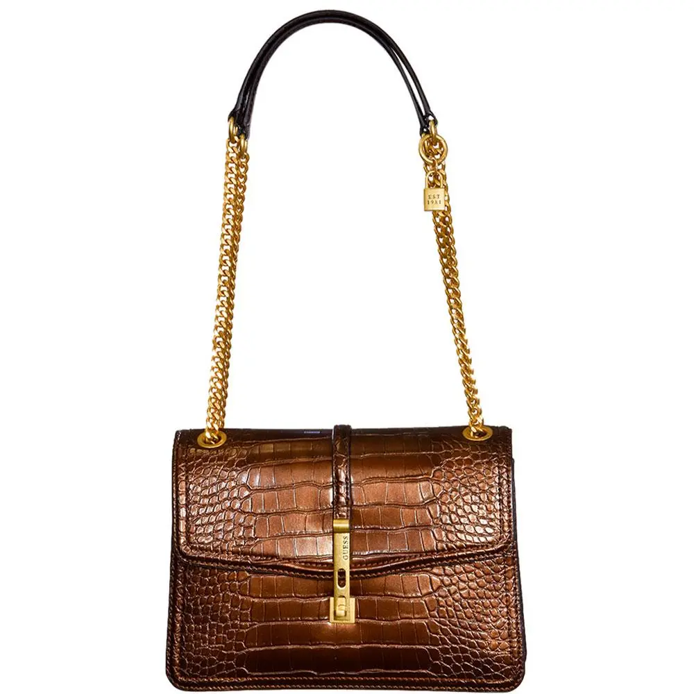 Women`s James Handbag Convertible Crossbody Flap Brown by Guess