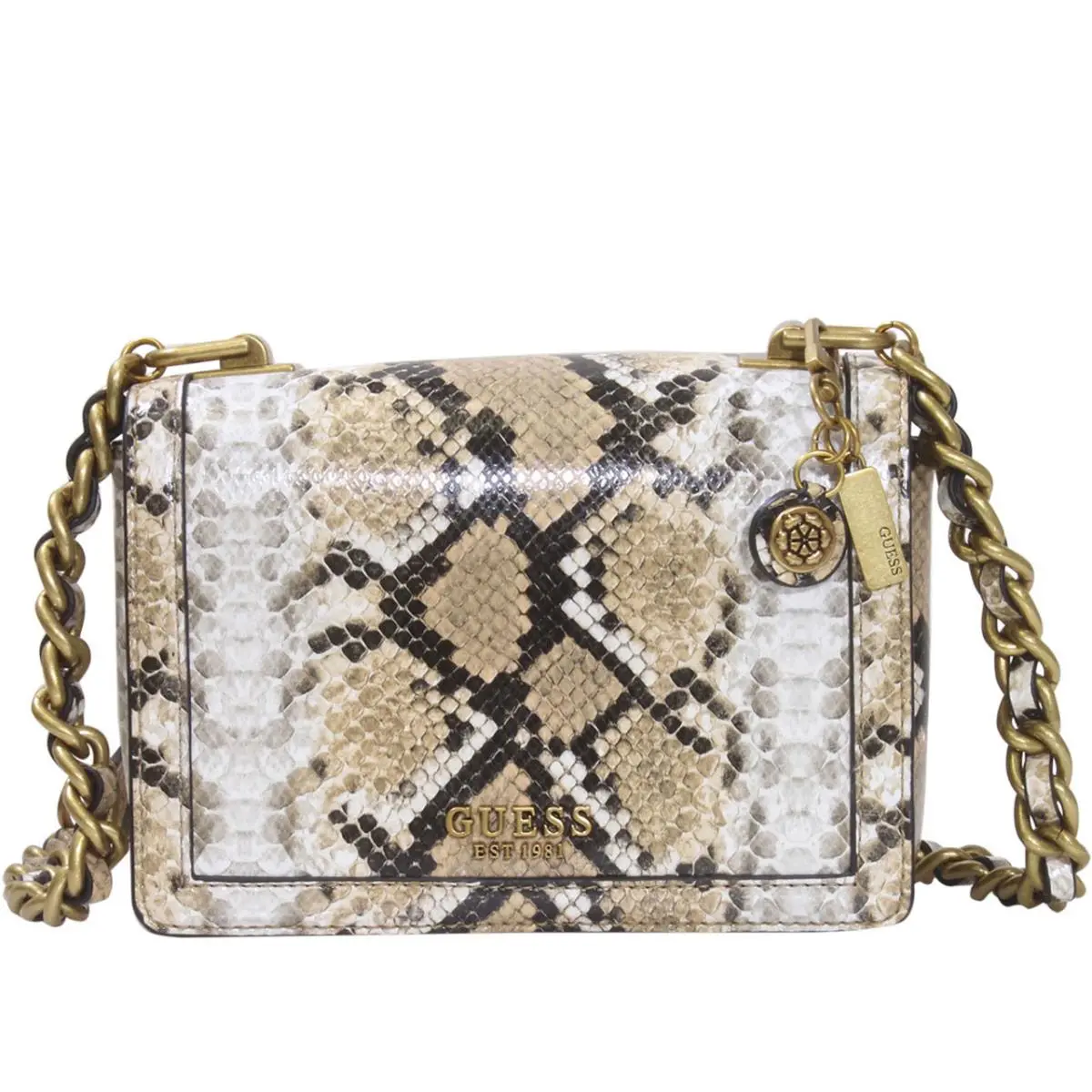 Women`s Abey Handbag Crossbody Flap Purse Natural by Guess