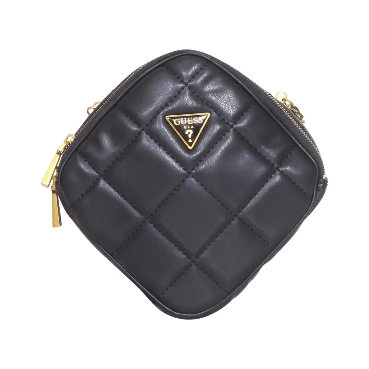Women`s Cessily Handbag Chain Crossbody Bag Quilted Black by Guess