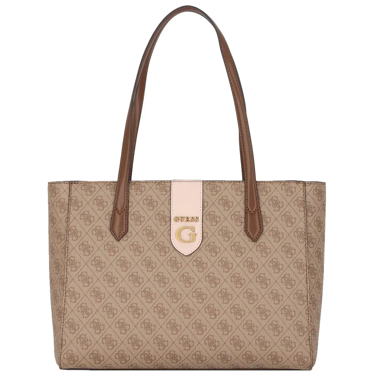 Guess Rossana Society Logo Womens Shopper Tote In Lattee