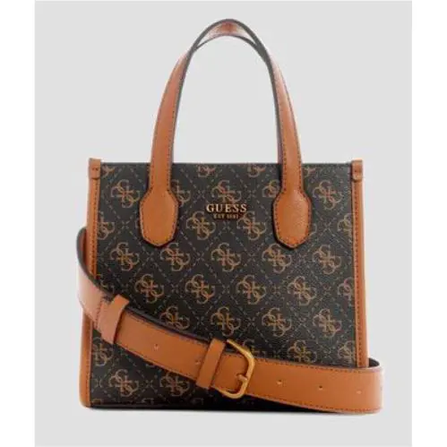 Guess Silvana Mini Womens 4G Logo Mini Shopper Bag In Choco Brown