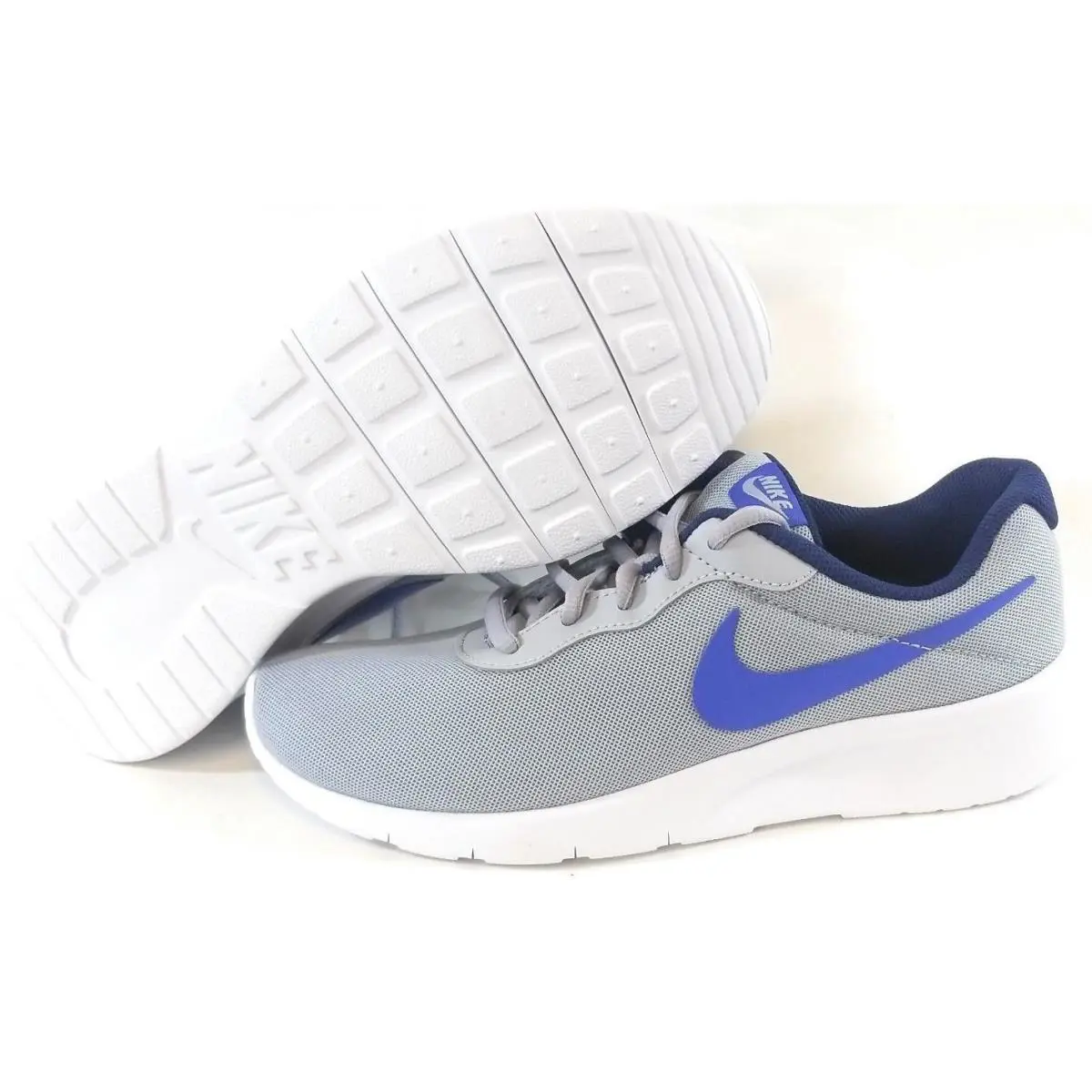 Boys Girls Kids Youth Nike Tanjun 818381 006 Grey Blue Sneakers Shoes