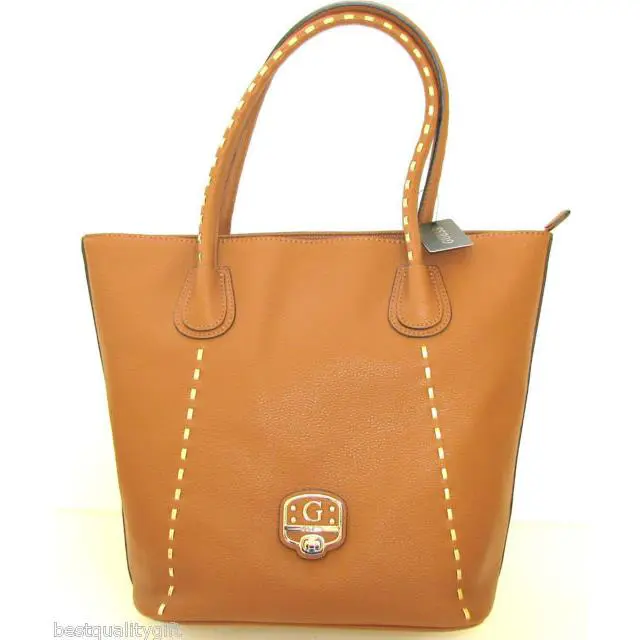 Guess Garland Black+cognac Luggage Brown Leatherette Purse Hand Shoulder Bag