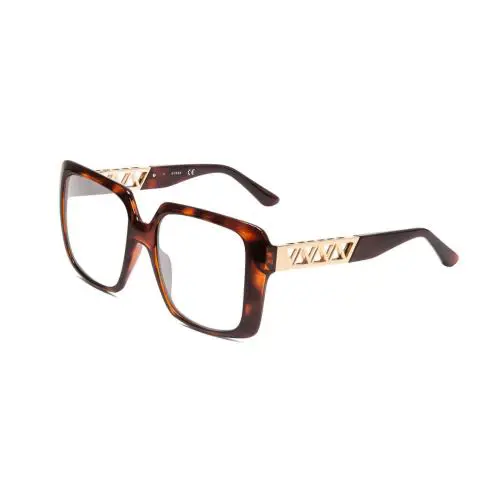 Guess GU7689 Designer Reading Glasses Tortoise Havana Brown Gold Oversized 55mm - Frame: Multicolor, Lens: Clear