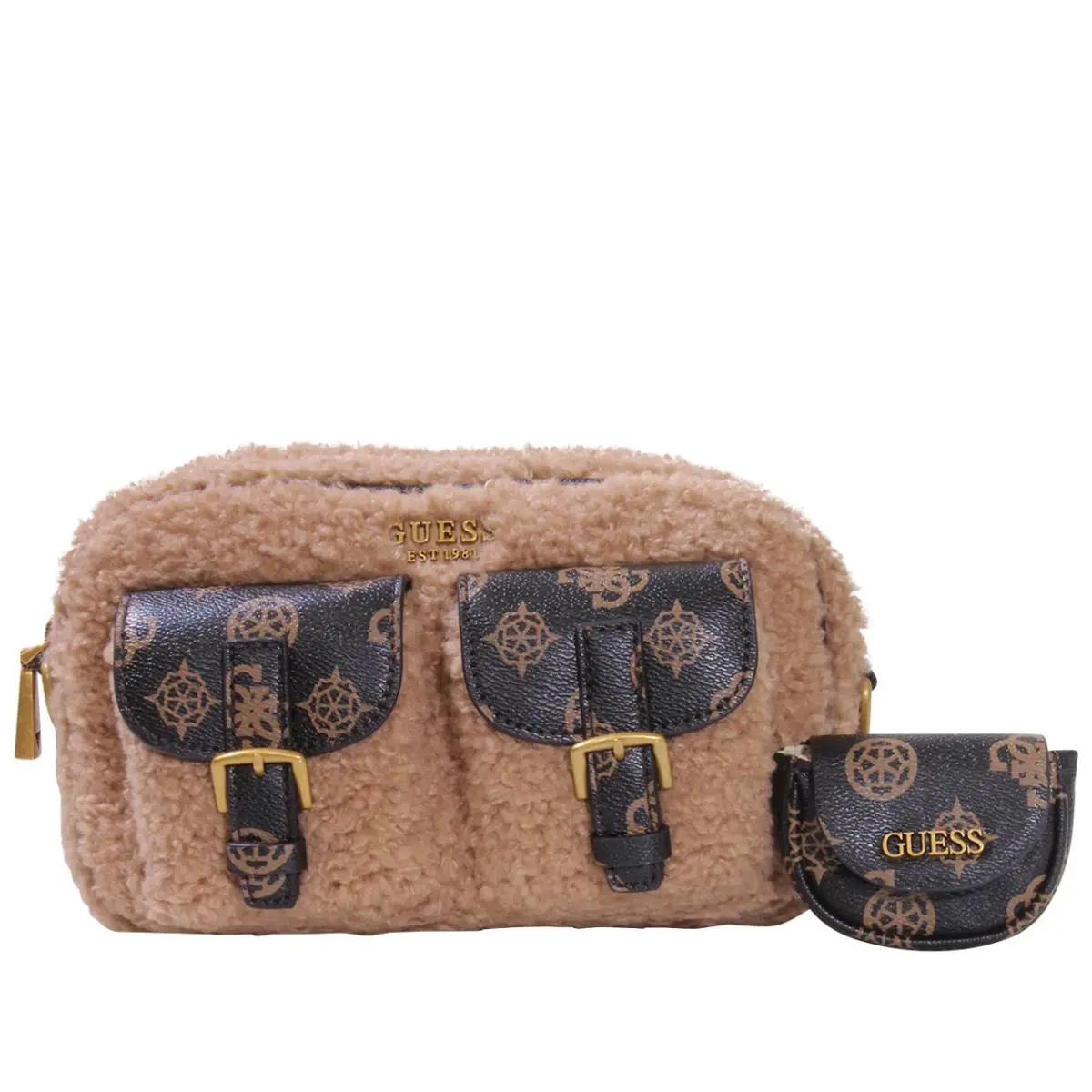 Women`s No Limit Handbag Crossbody Sling Mocha Multi by Guess