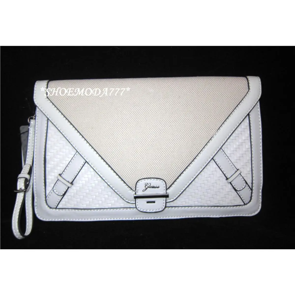 by Marciano Annalynne Envelope Clutch Mini Bag Purse Wristlet Woven Whites by Guess
