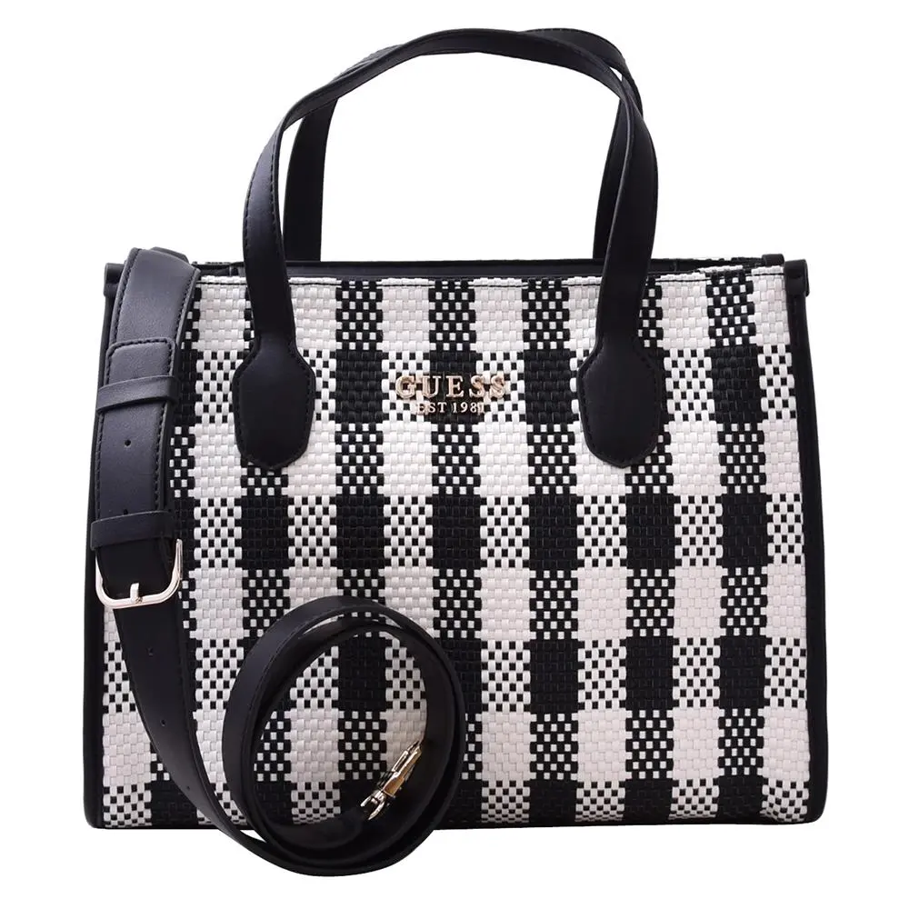 Silvana Women`s Handbag Mini Tote Bag Black Multi by Guess