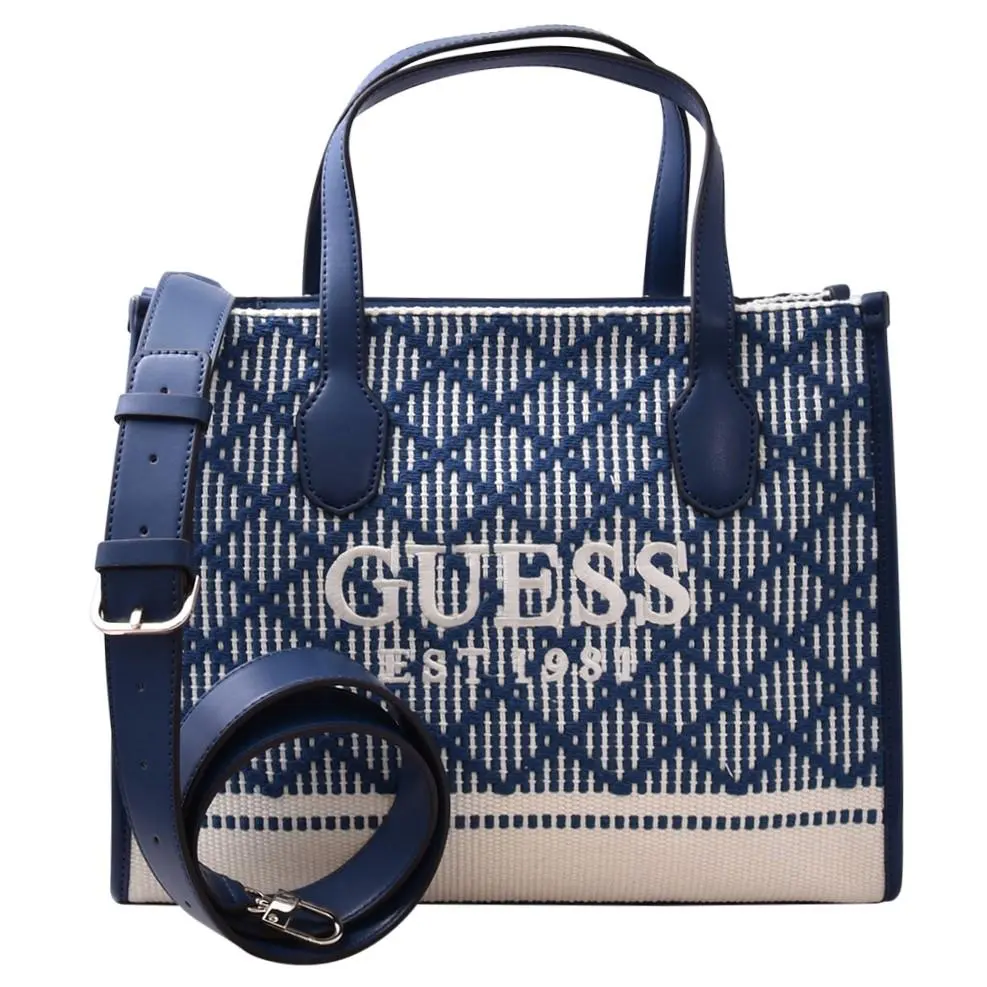 Silvana Women`s Handbag Mini Tote Bag Navy Multi by Guess