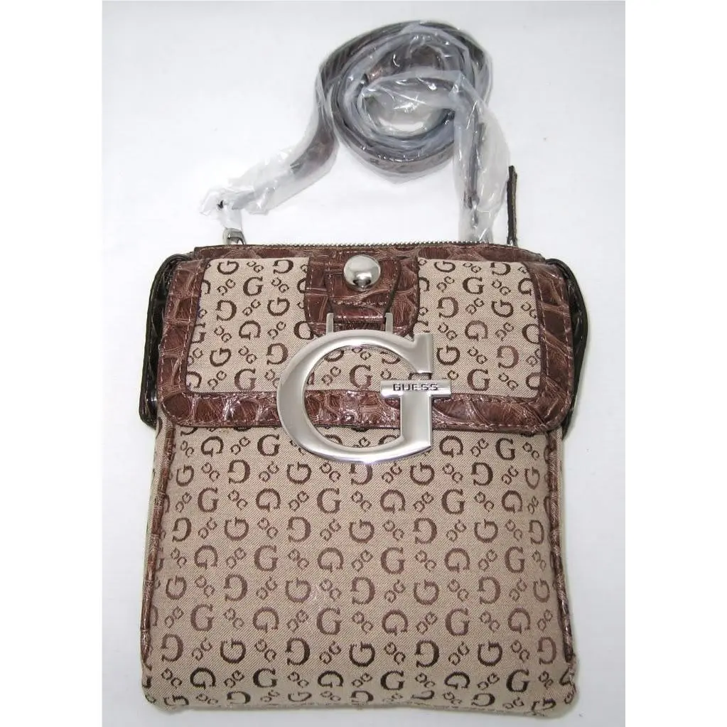 by Marciano Primary Messenger Crossbody Hip Bag Purse Signature Canvas Browns by Guess