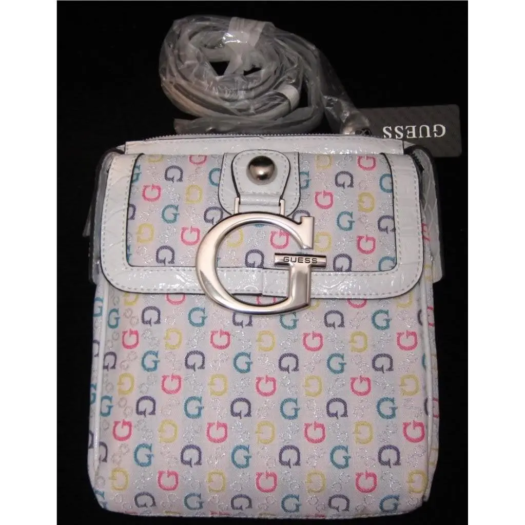 by Marciano Primary Messenger Crossbody Hip Bag Purse Signature Canvas Whites by Guess