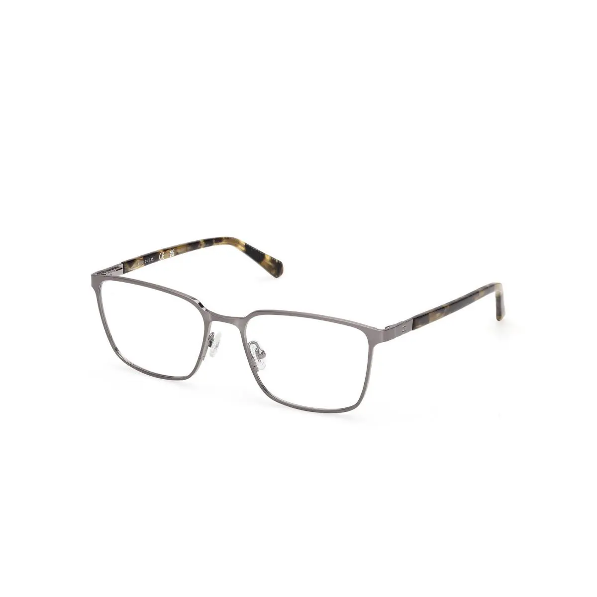 Guess GU 50243 GU50243 Shiny Satin Gunmetal Shiny Gunmetal 009 Eyeglasses - Frame: shiny-satin-gunmetal-shiny-gunmetal