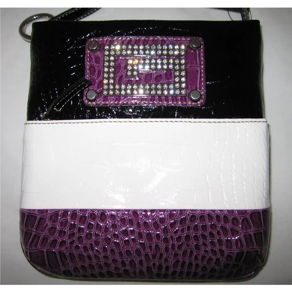 Chastity Patent Croco Rhinestones Messenger Bag Purse Sac Multi by Guess