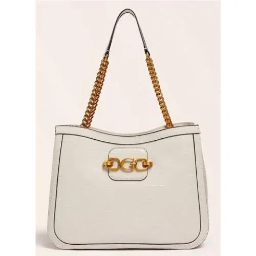 Guess Hensely G Croc Print Womens Shopper Bag In Stone