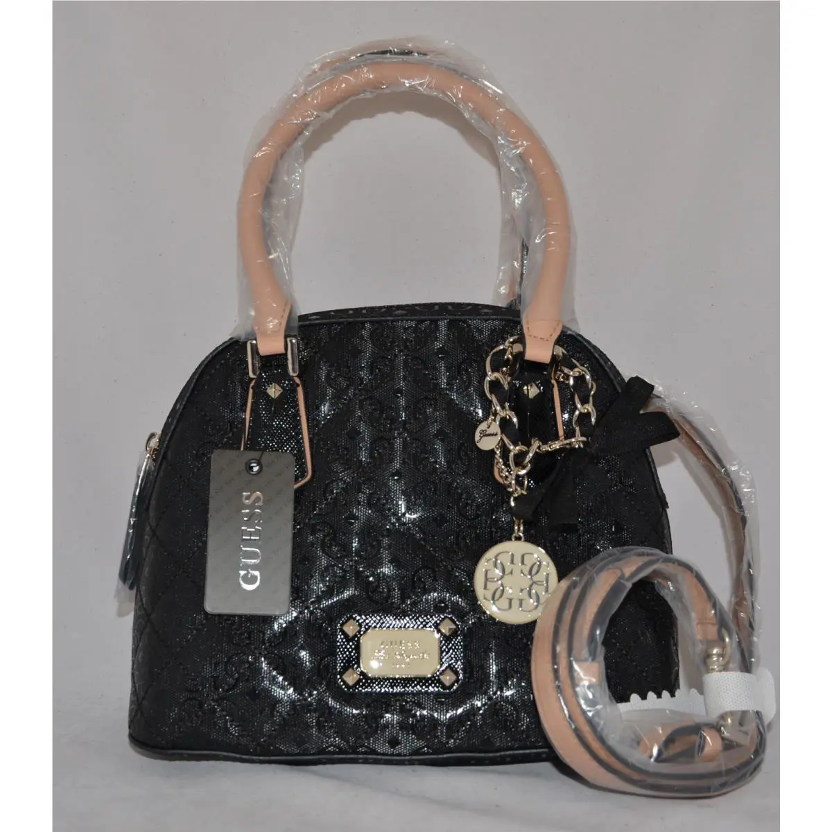 Guess Juliet Girlfriend Dome Satchel Bag Purse Quilted Signature Charm