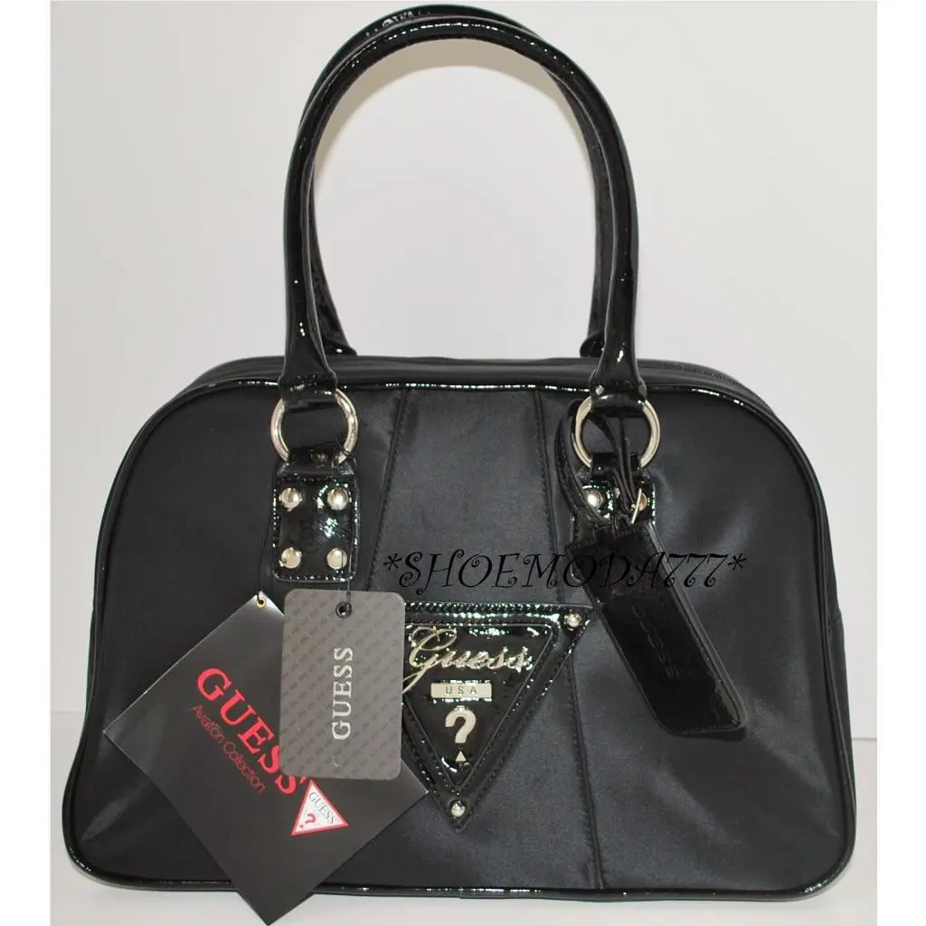 Guess Aviation Dome Small Travel Tote Carry On Luggage Shoulder Gym Bag Black
