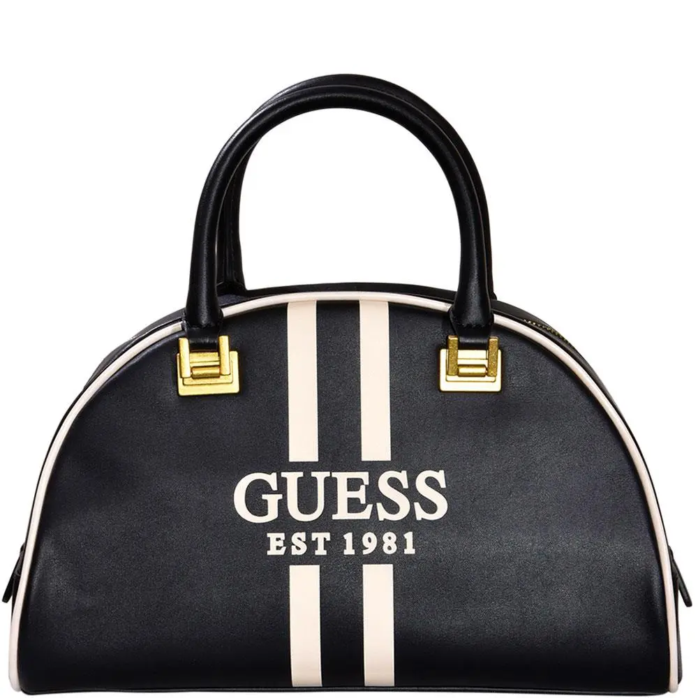 Women`s Mildred Handbag Bowler Black/White by Guess
