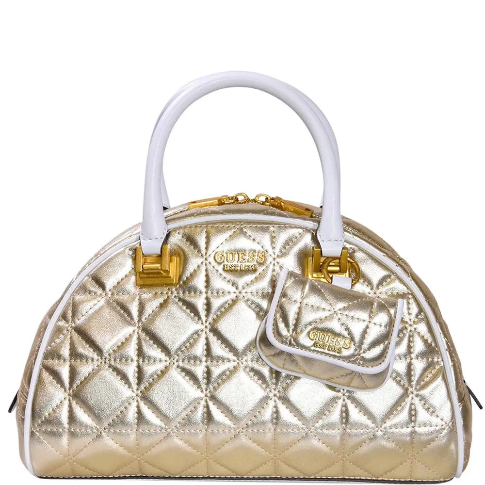 Women`s Mildred Handbag Bowler Gold by Guess
