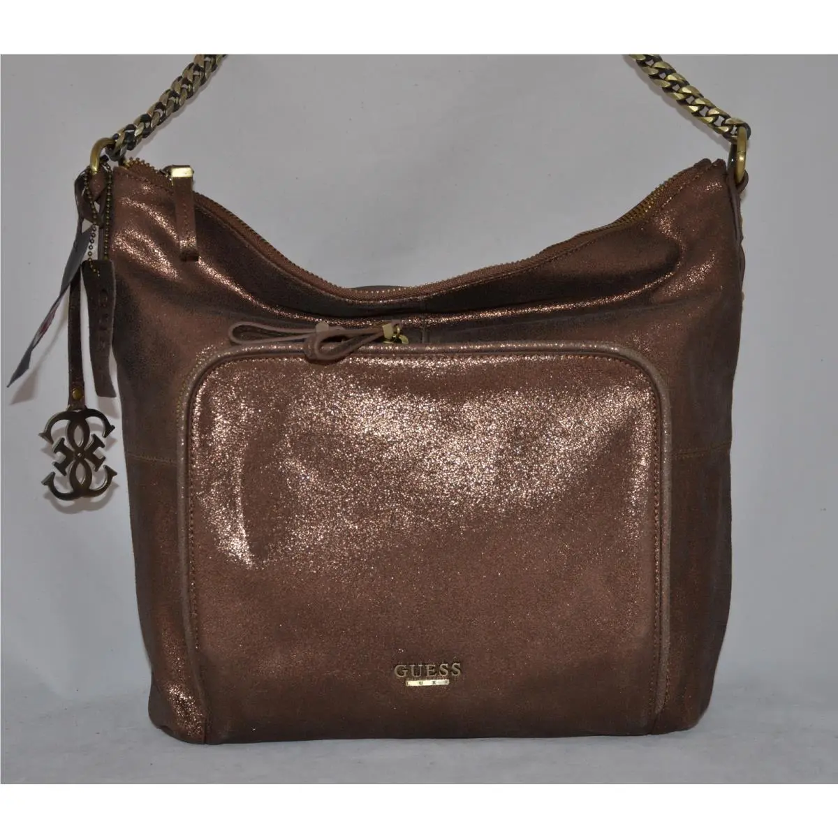 Luxe Holiday Group Leather Hobo Shoulder Bag Sac Purse Bronze by Guess