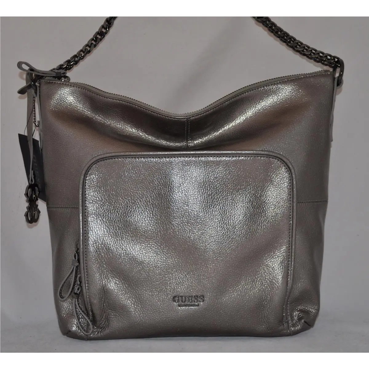 Luxe Holiday Group Leather Hobo Shoulder Bag Sac Purse Pewter by Guess