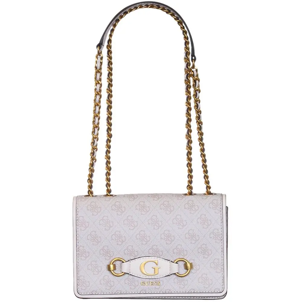 Women`s Izzy Handbag Convertible Crossbody Flap Bag White by Guess