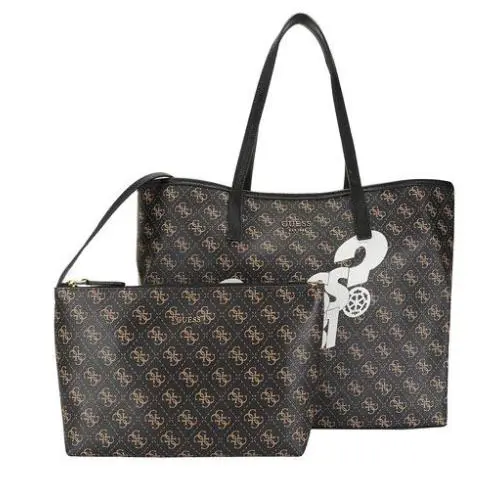 Guess Vikky Womens Tote Bag with Pochette In Brown BROWN