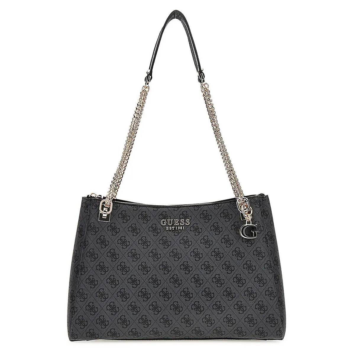 Guess Eliette Logo Girlfriend Carryall Womens Bag In Coal
