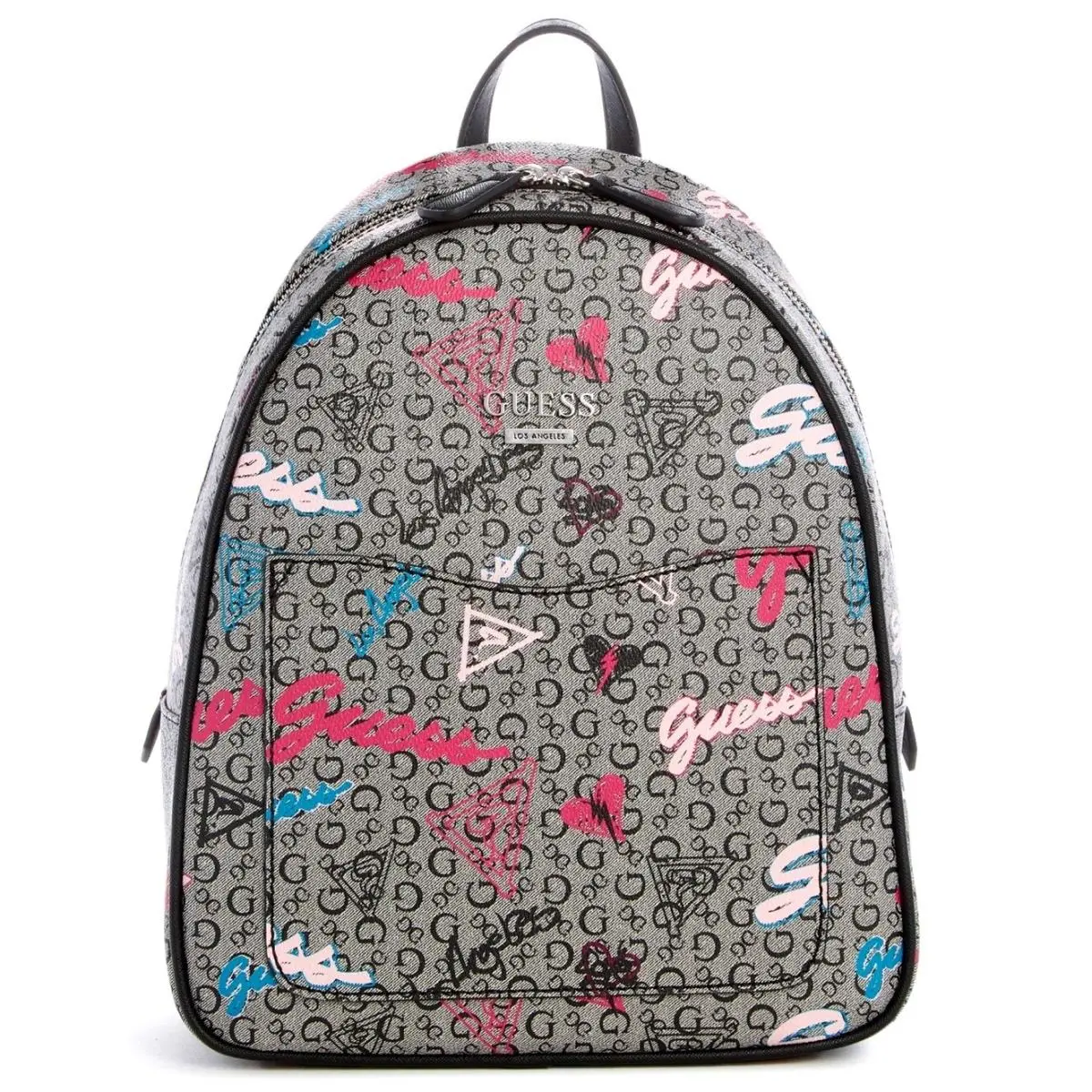 Guess Women`s Black Logo Graphic Graffiti Print Backpack Bag Handbag Purse