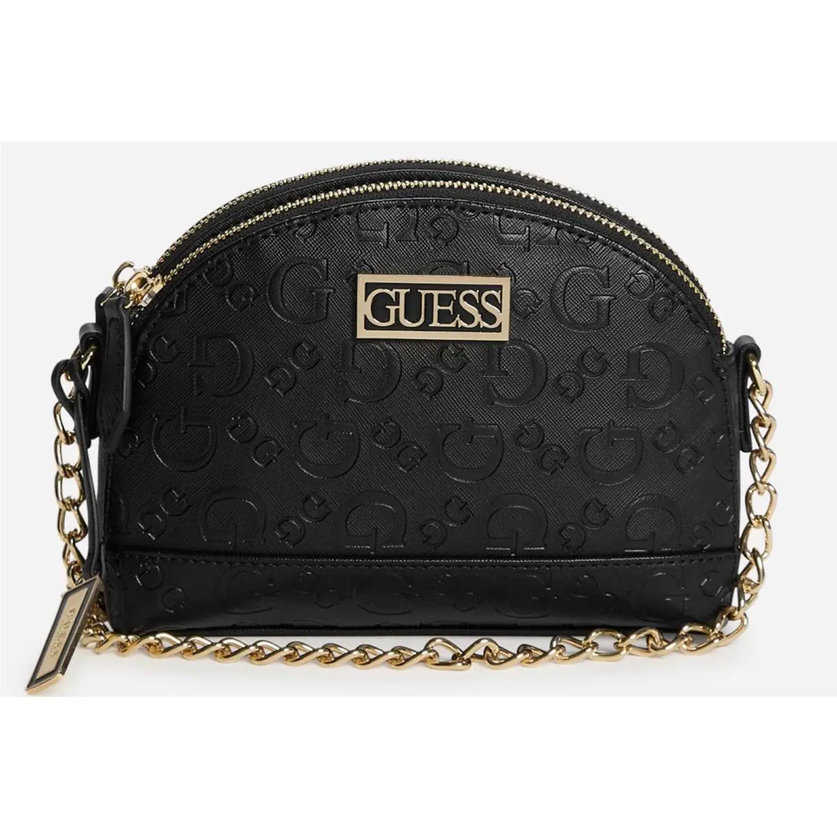 Guess Women`s Logo Embossed Dome Double-zip Crossbody Phone Bag Handbag