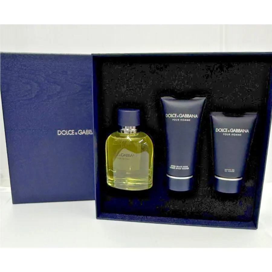 Dolce Gabbana Pour Homme Men 3pc 4.2oz Edt 3.3oz A/s Balm 1.6oz Shower Gel