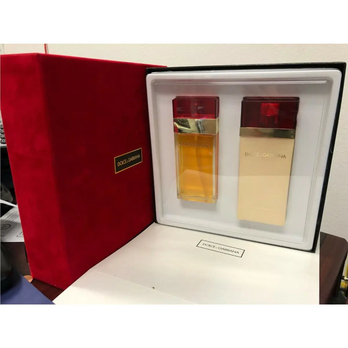 Vintage Red Dolce Gabbana 2 Pieces Gift Set :3.4 Edt Spray 8.4 Body Milk