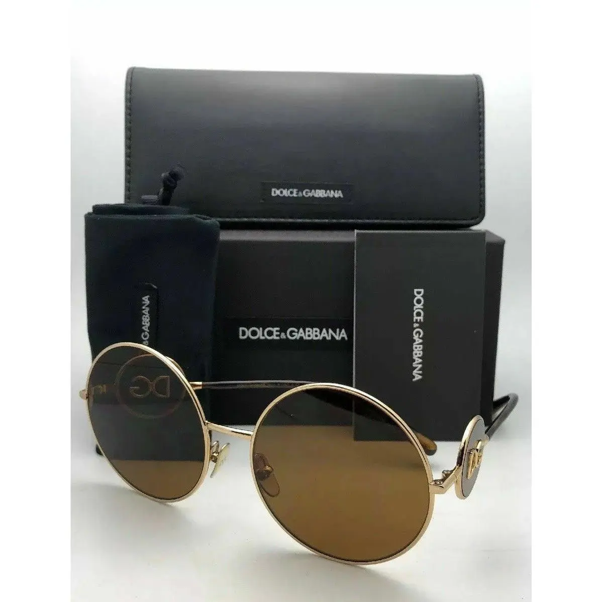 Dolce Gabbana Sunglasses DG 2205 02/73 59-18 Gold Tortoise w/ Brown Lens