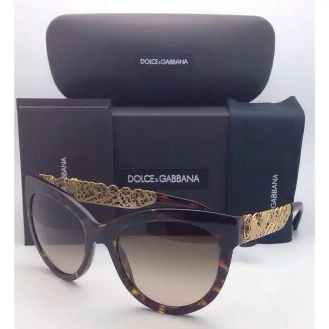 Dolce Gabbana Sunglasses DG 4211 502/13 54-19 Havana Cat Eye Frame W/brown Fade