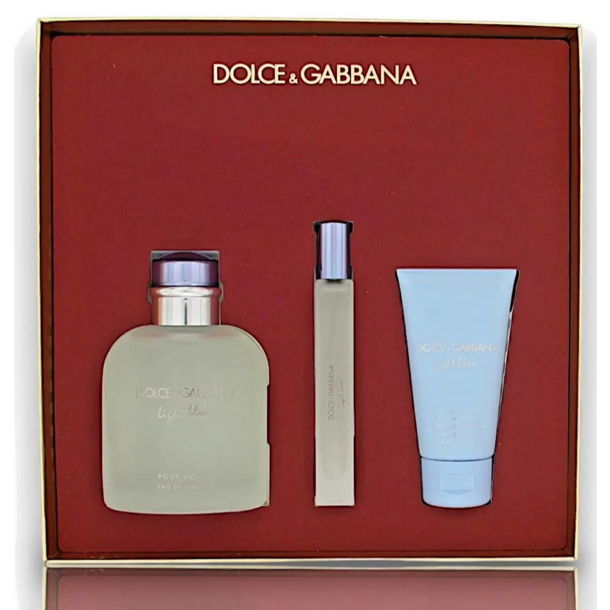 Dolce Gabbana Light Blue 3pcs Set Edt 4.2oz + 0.33oz Shower Gel 1.7oz Men-new