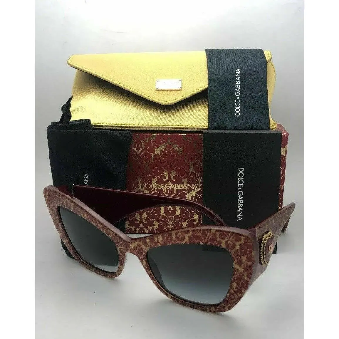 Dolce Gabbana Sunglasses DG 4349 3206/8G Damascus Glitter on Bordeaux W/grey