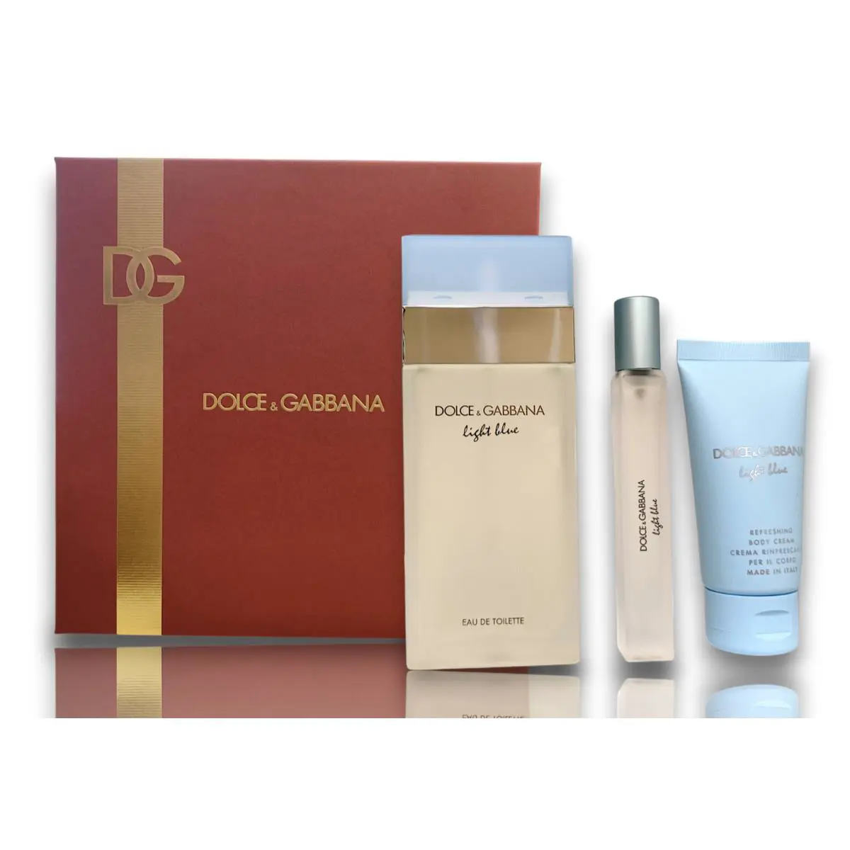 Dolce Gabbana Light Blue Set 3Pc Edt 3.3oz+EDT 0.33oz+Body Cream 1.7oz Woman by Dolce & Gabbana