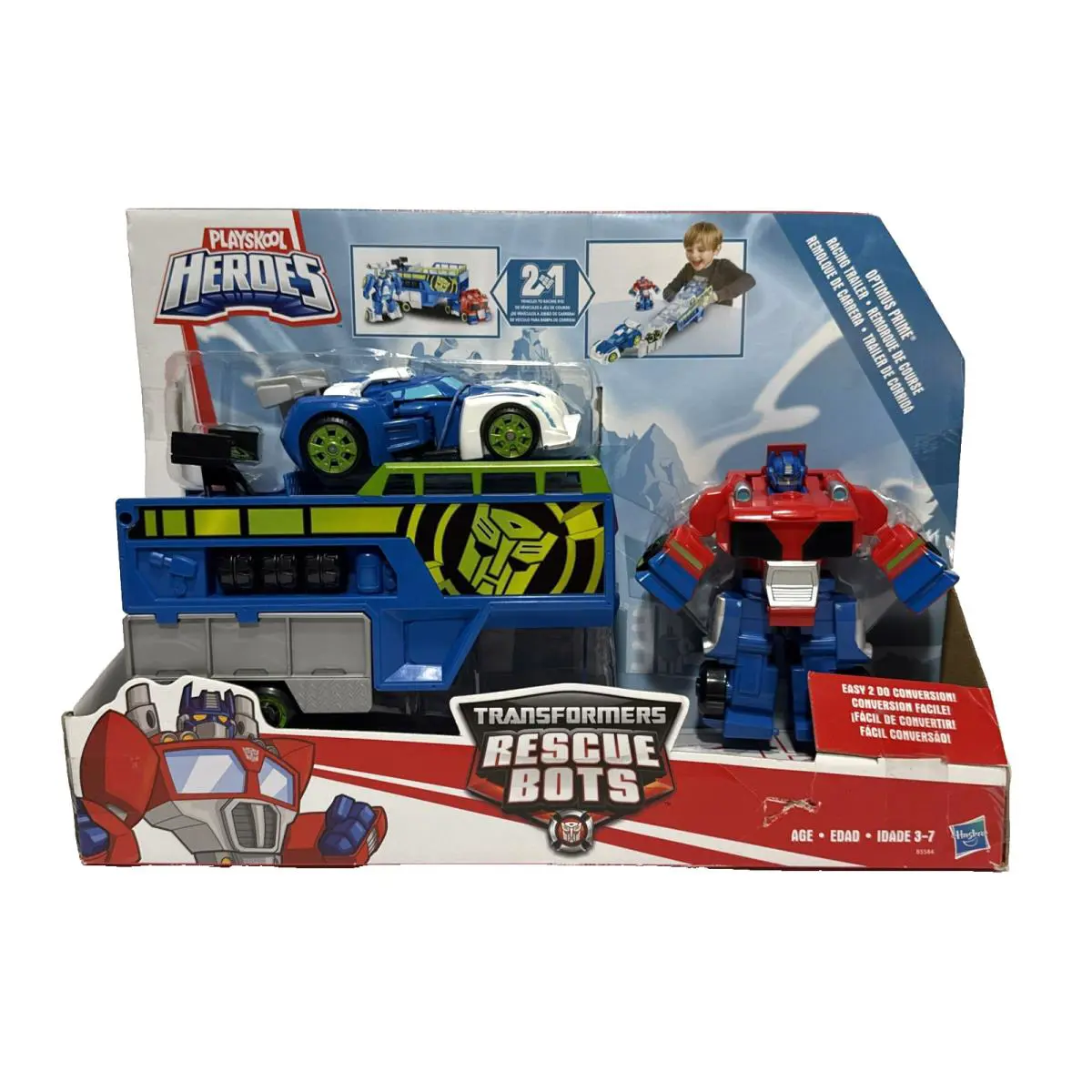 Playskool Transformers Rescue Bots Optimus Prime Racing Trailer Playset