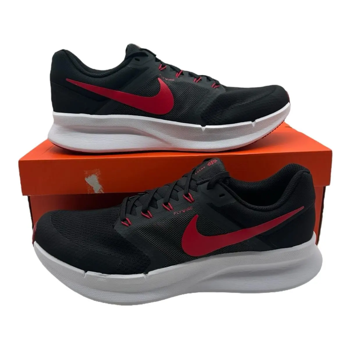 Nike Run Swift 3 Running Shoes Men`s Size 8 DR2695 001 Sneakers Red Black - Black