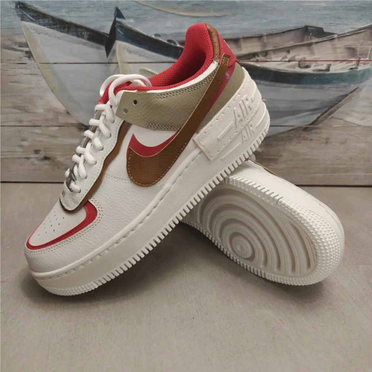 Nike Women`s Air Force 1 Size 8 Shadow Phantom Fire Red Khaki HQ3400 030