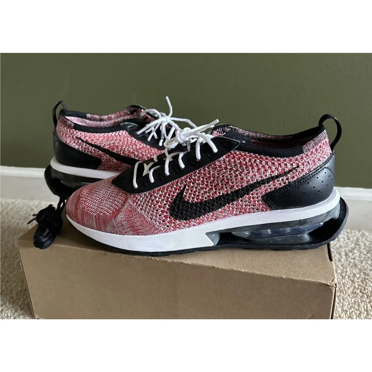Nike Air Max Flyknit Racer Mens Size 9 Red Black Running FD2764 600