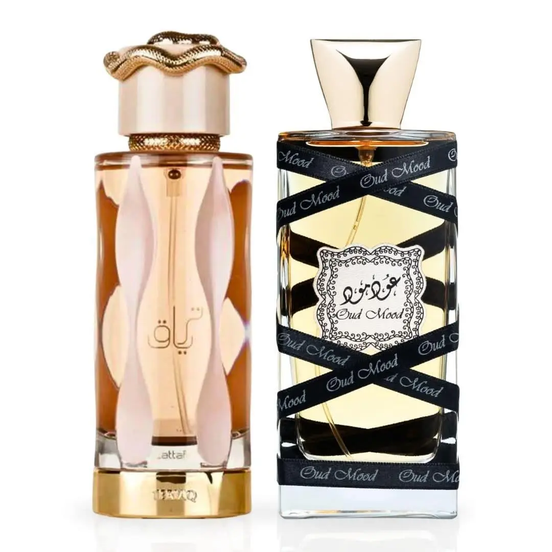 Teriaq Oud Mood Eau de Parfum Sprays 100ml 3.4 oz by Lattafa Bundle