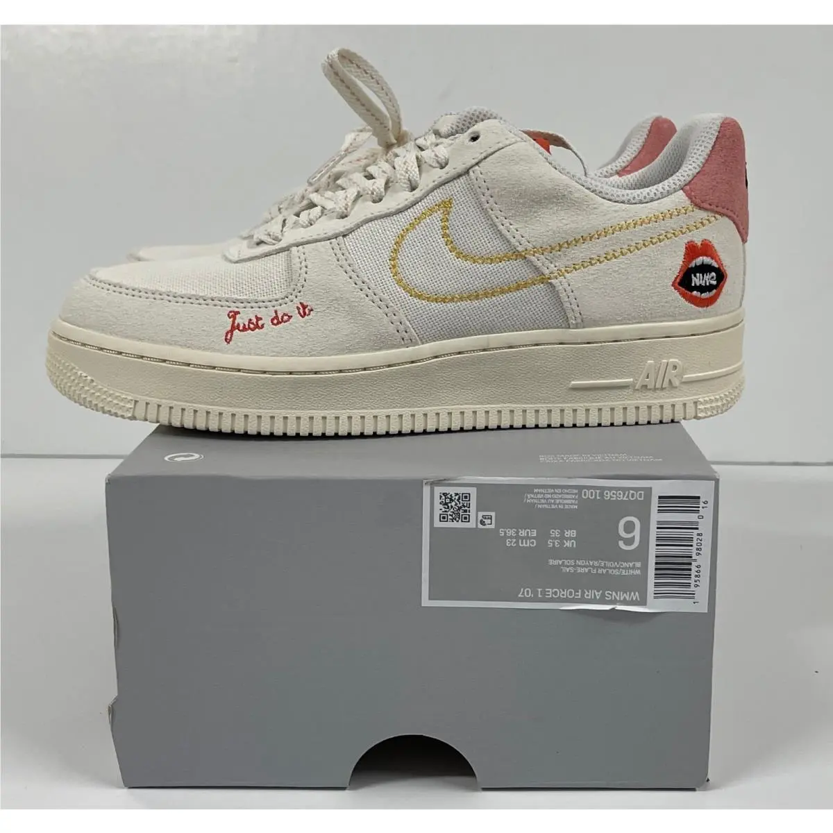 Nike Women`s Air Force 1 ‘07 Peace Rock n Roll Solar Flare DQ7656-100 Size 6