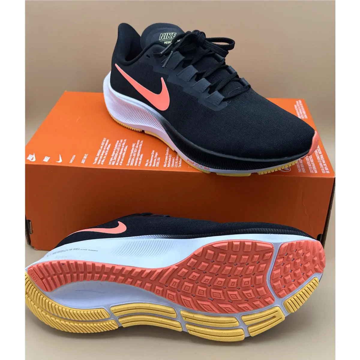 Nike shoes - Nike Zoom Pegasus 37 - Zoom Pegasus - BQ9646-010 - BLACK / BRIGHT MANGO (UPC: 0194497698762) 9